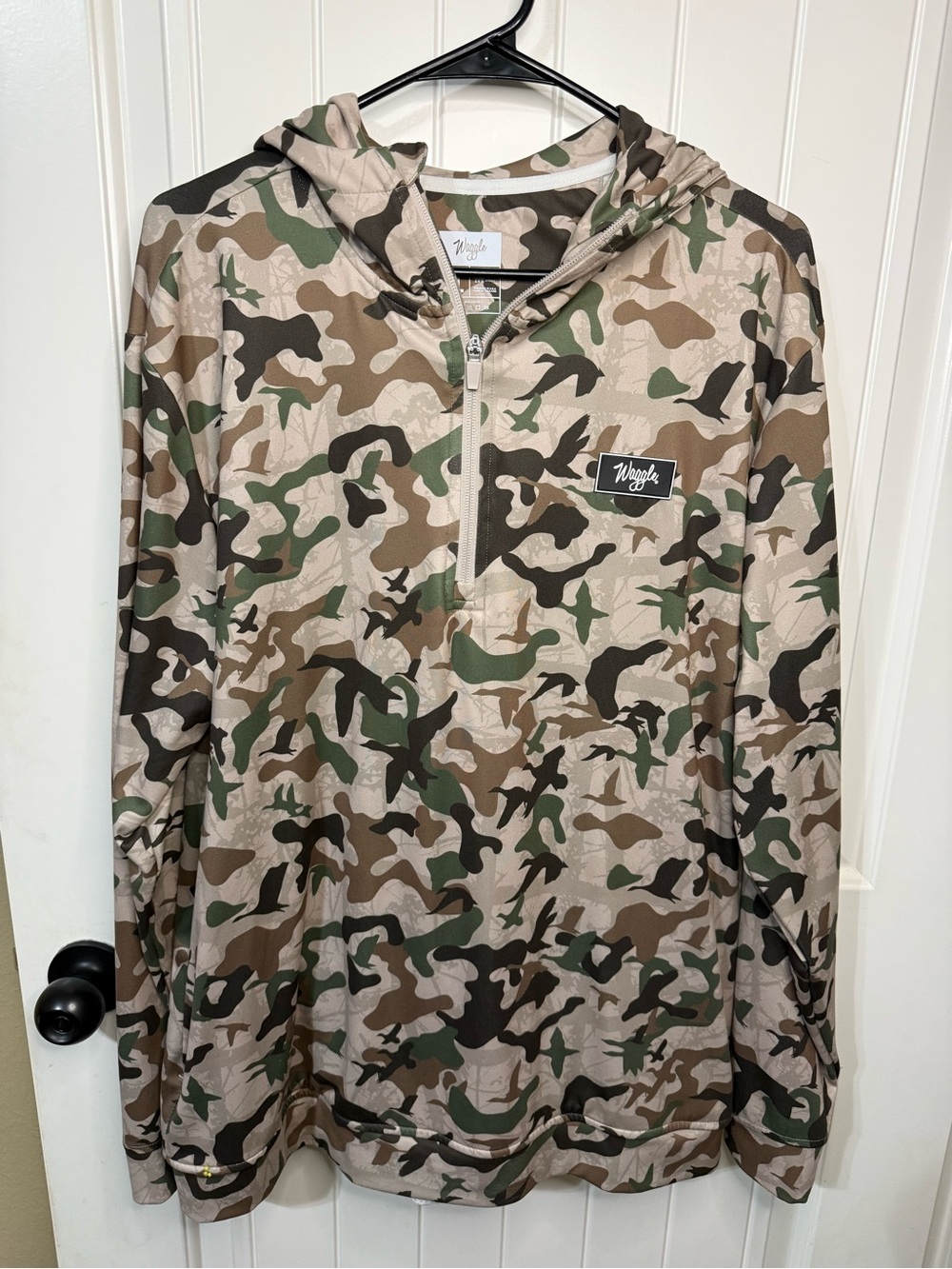 Waggle Camo Half-Zip Hooded Pullover - Green/Tan